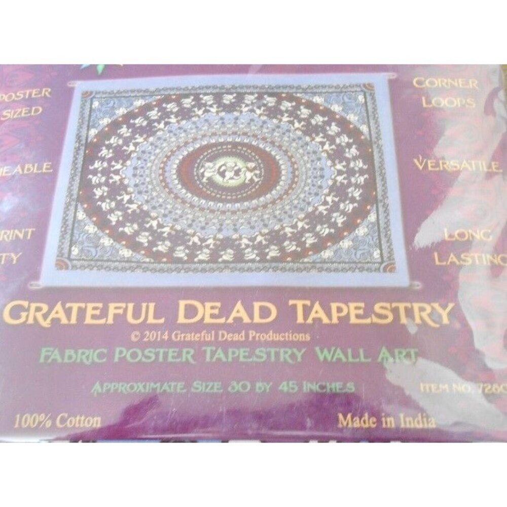 New Mini Grateful Dead Dancing Bears Spiral Retro Tapestry Wall Hanging Poster - Picture 2 of 2
